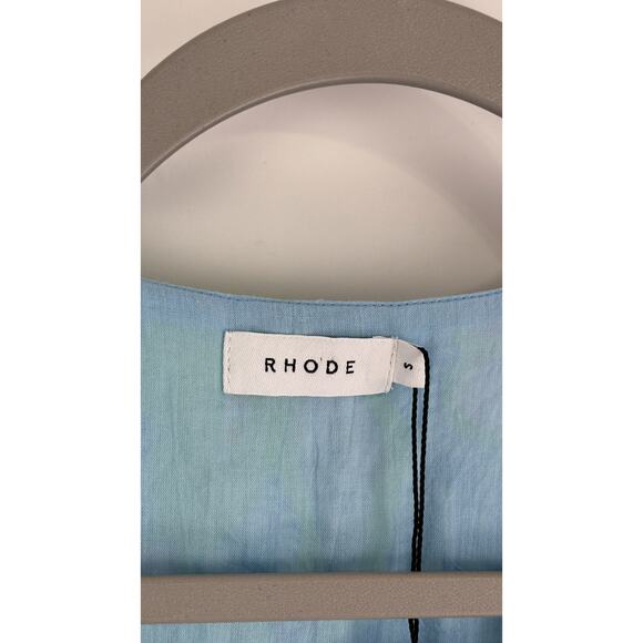 Rhode Cambric Fiona Faux Wrap Midi Dress Blue Psychedelic Flower Size Small New - Picture 6 of 9